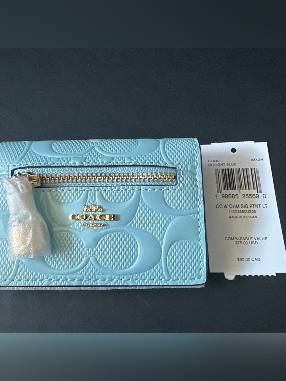 NWT Coach Card Case With Charm In Signature Leather - Picture 7 of 8